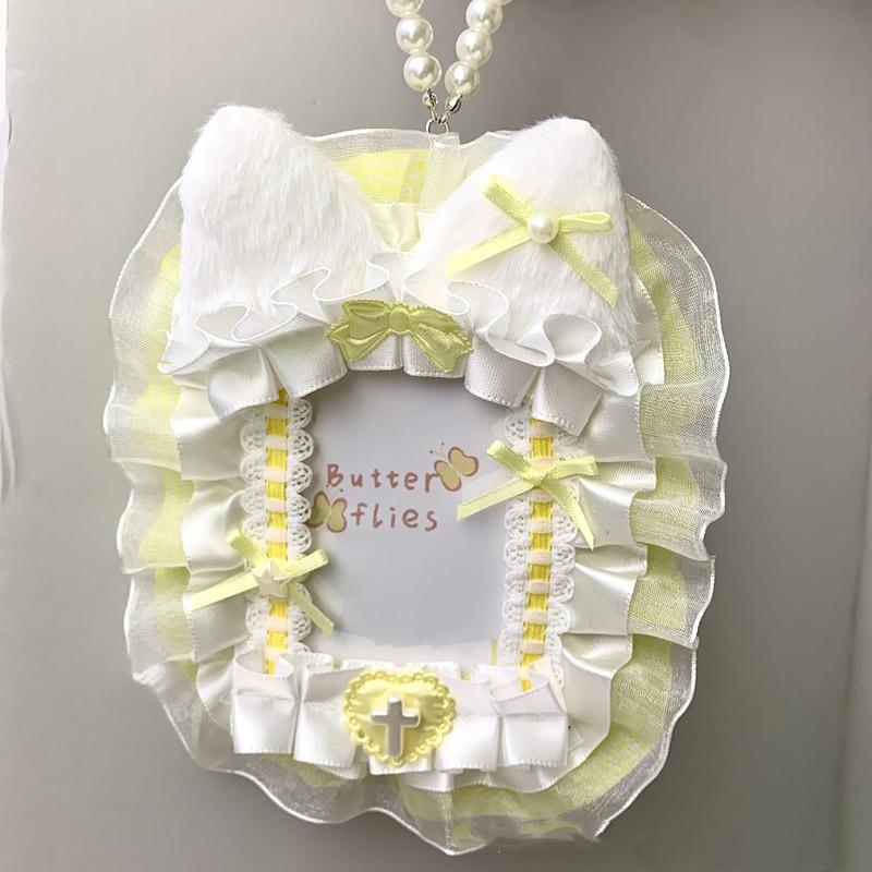 Plush Lace Photocard Holder Lolita Anime Kpop Idol Display Card Protector for Collectors Photo Safe Storage