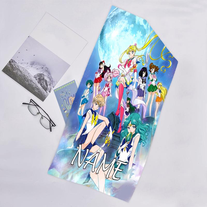 1pc Sailor Moon 2 Beach Towel with Custom Name, Beach/Swimming/Bath/Picnic/Camping Towel, Suitable for Seaside Beaches