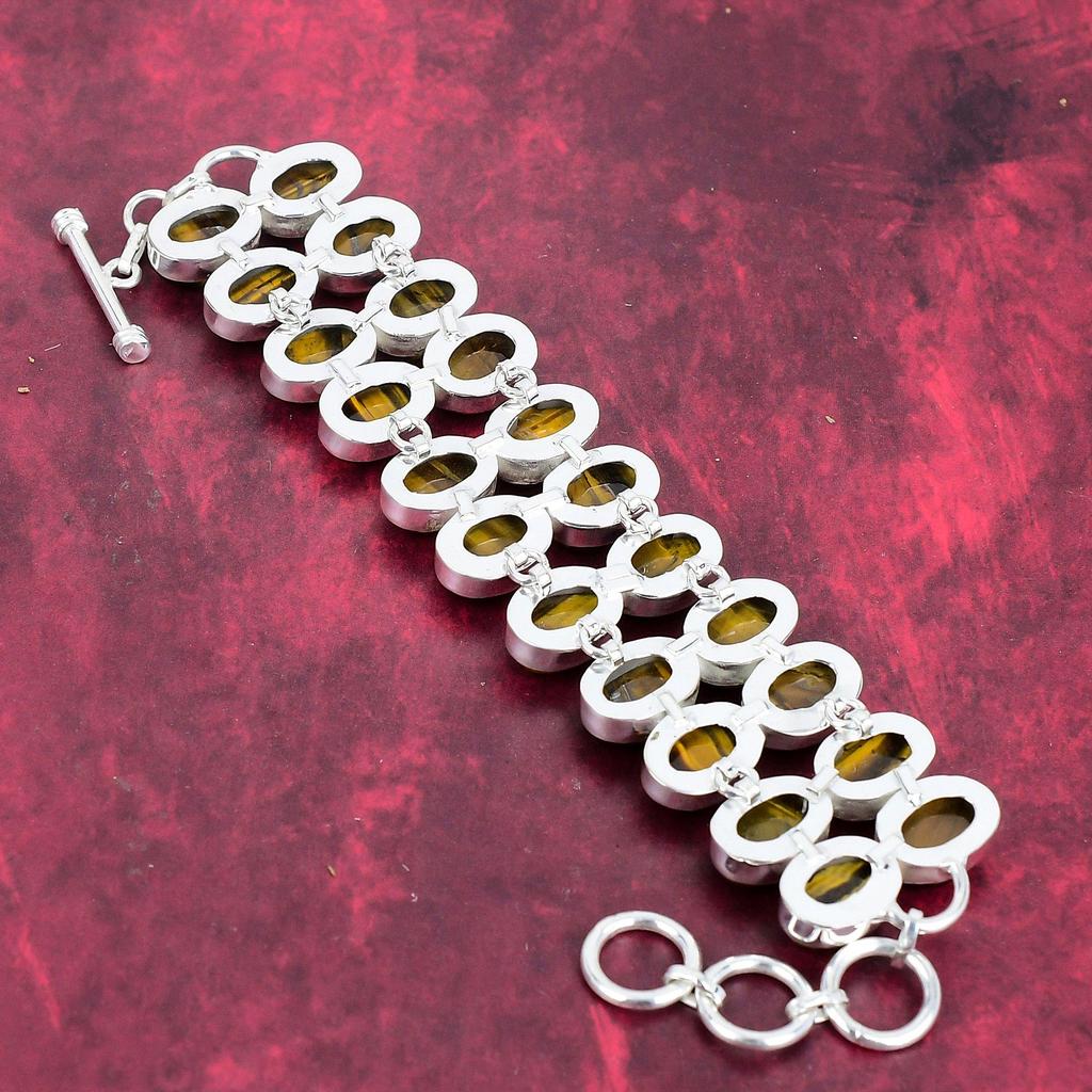 Браслет из стерлингового серебра 925 пробы с тигровым глазом, регулируемый, ювелирные изделия ручной работы с драгоценными камнями, подарок маме, антикварные ювелирные изделия