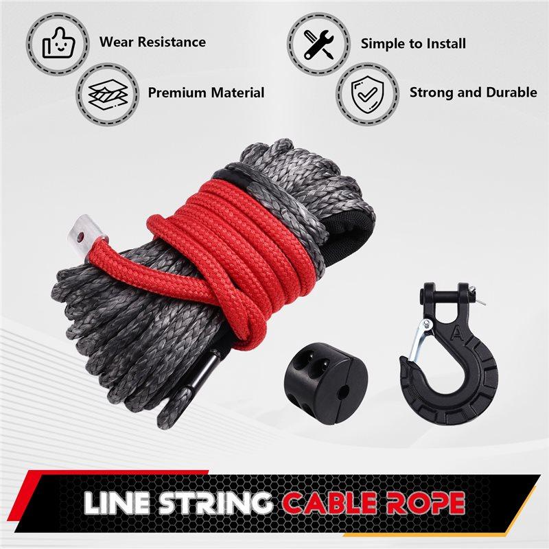 AB61-For ATV Forged Winch Hook Synthetic Winch Rope Line String Cable Rope For Car Outdoor Accessories
