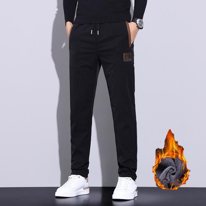 2024 Autumn Casual Pants For Men, Versatile, Loose, Sports Style, With Thick Velvet