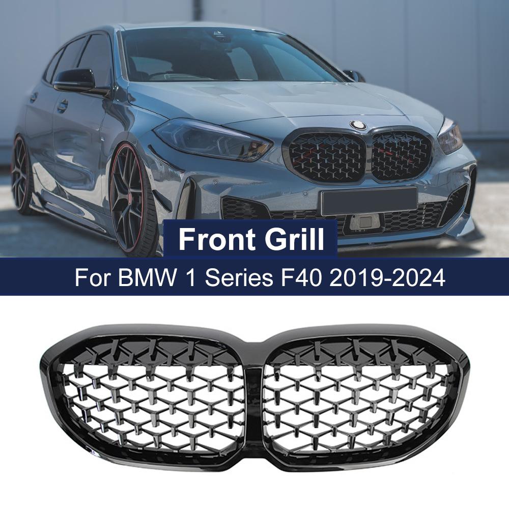 2 Piece High Quality ABS Front Diamond Kidney Grill Racing Grille Meteor Style for BMW 1 Series F40 -IN Replacement