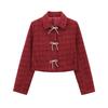 Autumn and Winter New Women clothes Graceful Bow Button Decoration Long sleeve Lapel Texture Outerwear 8711123