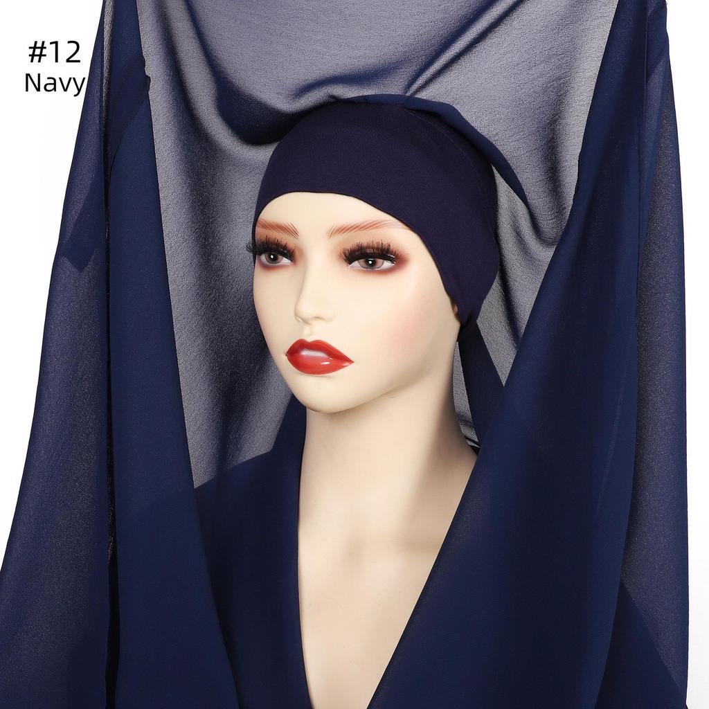 Solid Pearl Chiffon Scarf, Base Cap, & Magnetic Buckle Set