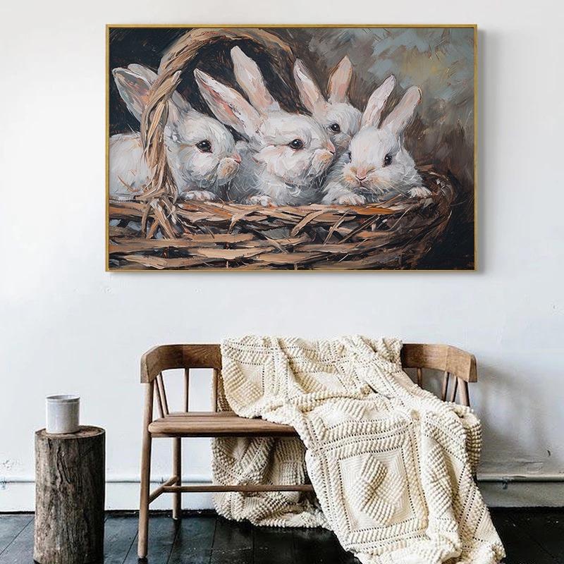 Винтажный пасхальный кролик, черные кошки, рыжий кот, спящие лебеди, утка, сова, животное, постер, картина на холсте, печать для гостиной, домашний декор