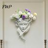 Resin Portrait Relief Sculpture Fairy Face Shape Wall Planter, Girl Flower Pot, Mounted Planter Vase for Indoor Outdoor, Cactus, Herbs, Air