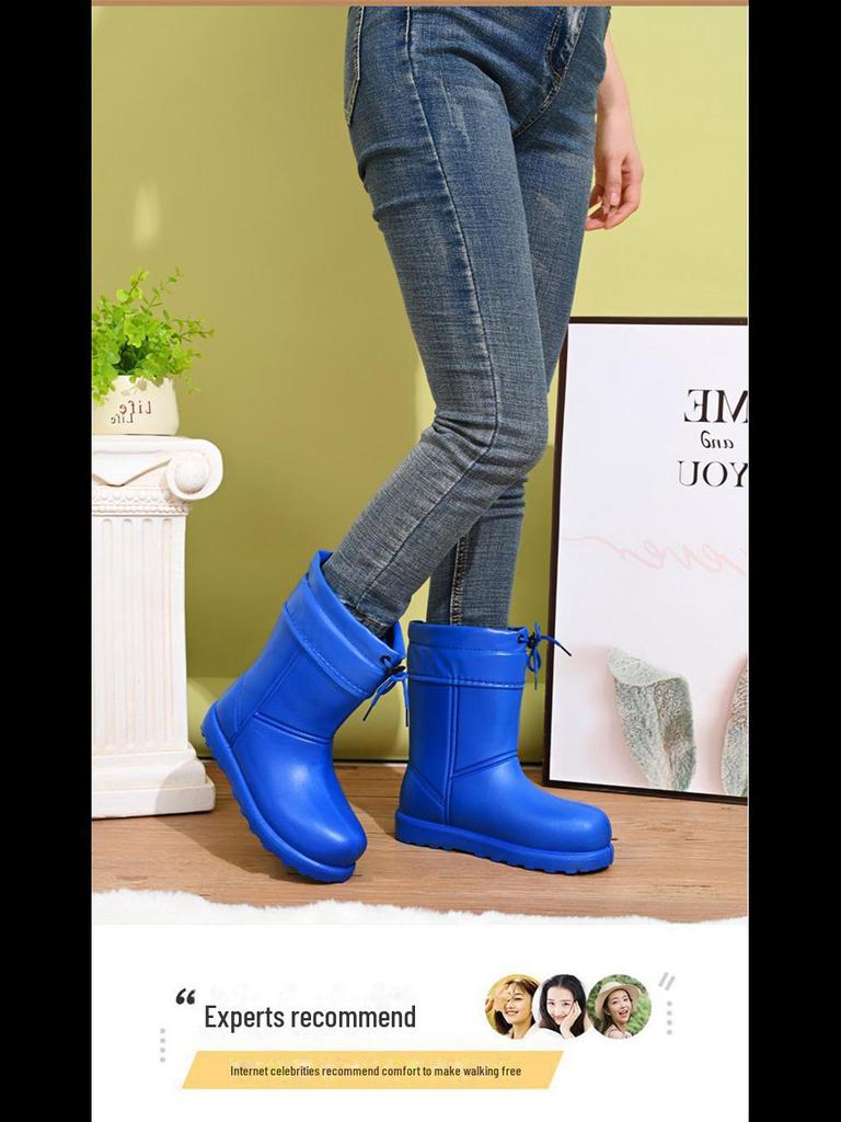 2024 Унисекс Черные зимние ботинки: Бархат, водонепроницаемый, легкий, утолщенный ЭВА для тепла