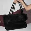 Large Capacity Suede Leather Tote Bag Women Soft Matte Finish Casual Street Style Crossbody Or Handheld Black Beige