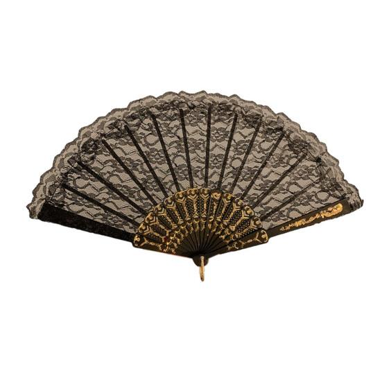 Складной веер с кружевной розой, винтажный, легкий, портативный, летний, ручной, украшение для танцевального представления, аксессуары для вечеринок