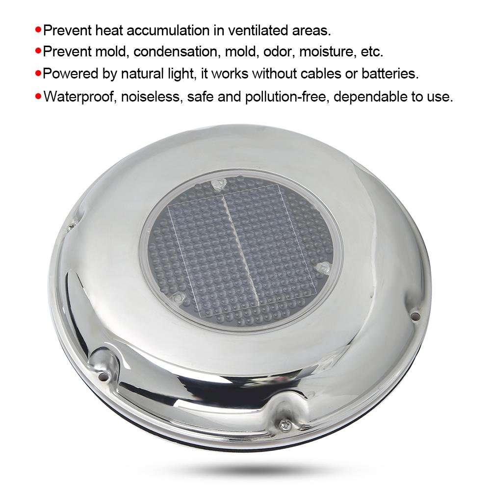 Stainless Steel Boat Exhaust Fan Solar Powered Ventilation Vent Fan
