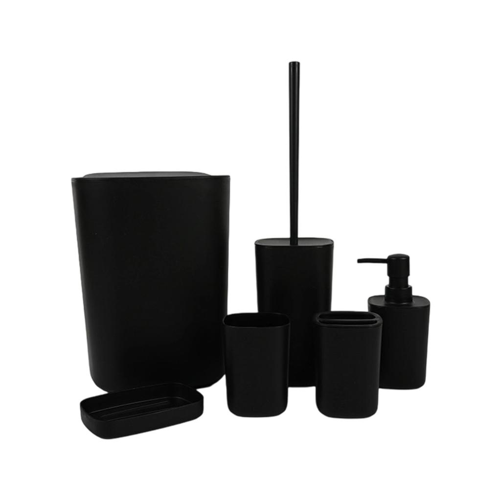 Набор для ванной из 6 предметов Пластиковый держатель для зубных щеток Мусорное ведро Комбо для современного хранения в ванной
