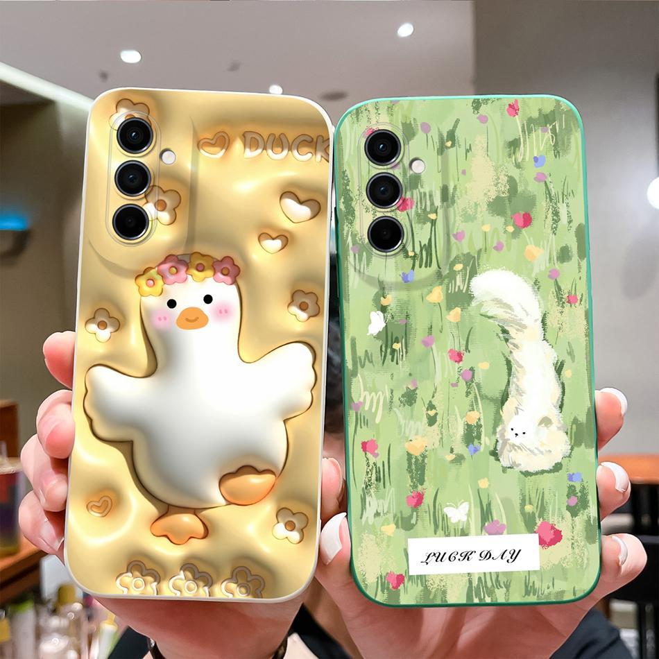 Чехол для Samsung Galaxy M14 M23 F23 M33 M53 Задняя крышка Милый Модный Мягкий Жидкий Силикон Защита Камеры Противоударный Чехлы для Телефона
