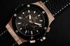 Hyakuichi Chronograph Pink Carbon Black Leather Strap [HYAKUICHI 101] No.8L Watch, Gold, Fiber,