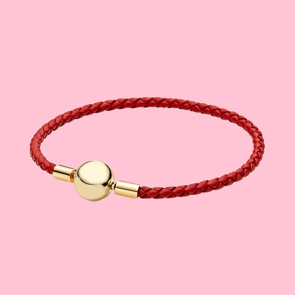 S925 Серебряный плетеный кожаный браслет с круглой пряжкой и одной петлей, подходит для женских подарков на день рождения, модные украшения