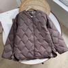 Autumn Winter Ultra Light Collarless Soft Puffer Jacket V-neck Casual Short Women Casual Loose Single Breasted Duck Down Coat