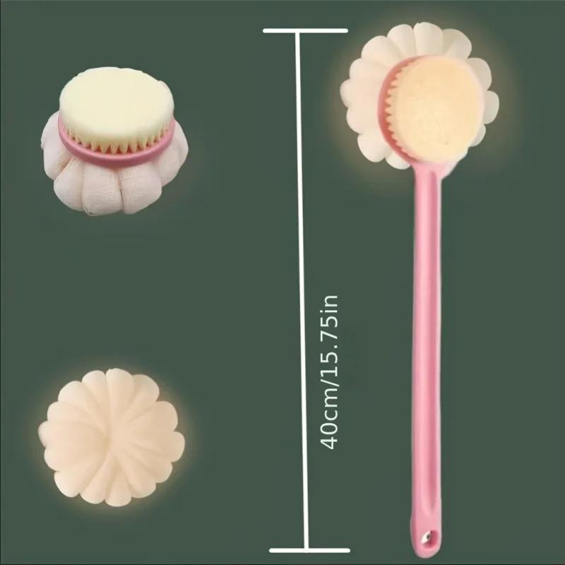 Soft Nylon Shower Brush for Sensitive Skin – Bathroom Long Handle Back Style, Gentle Exfoliating, Odorless & Easy to Clean