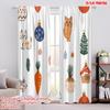 2pcs,2D Plane Printing Curtain Popular Christmas Tree Ornaments Collection Versatile Polyester (without Rod) Festive for Kitchen