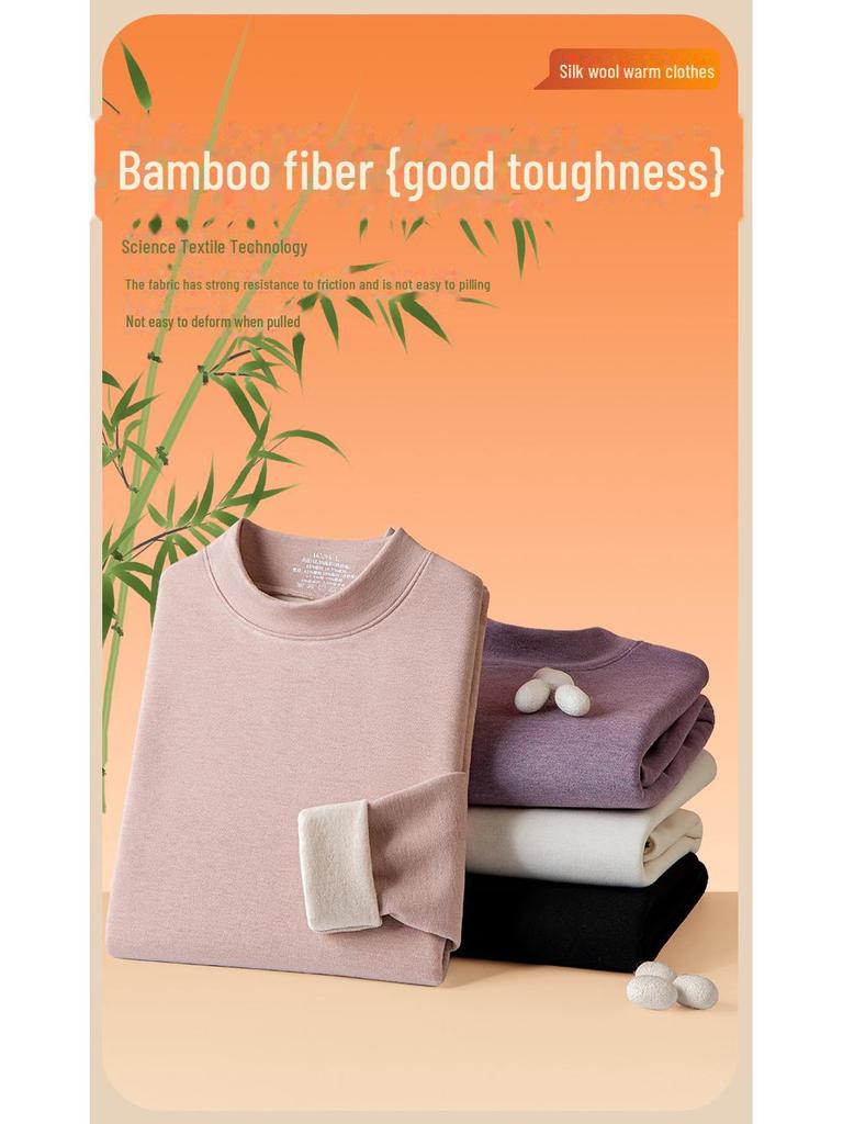 Silk-Enhanced Women's Wool Turtleneck: Warm, Velvet-Lined, Perfect for Autumn/Winter Layering.