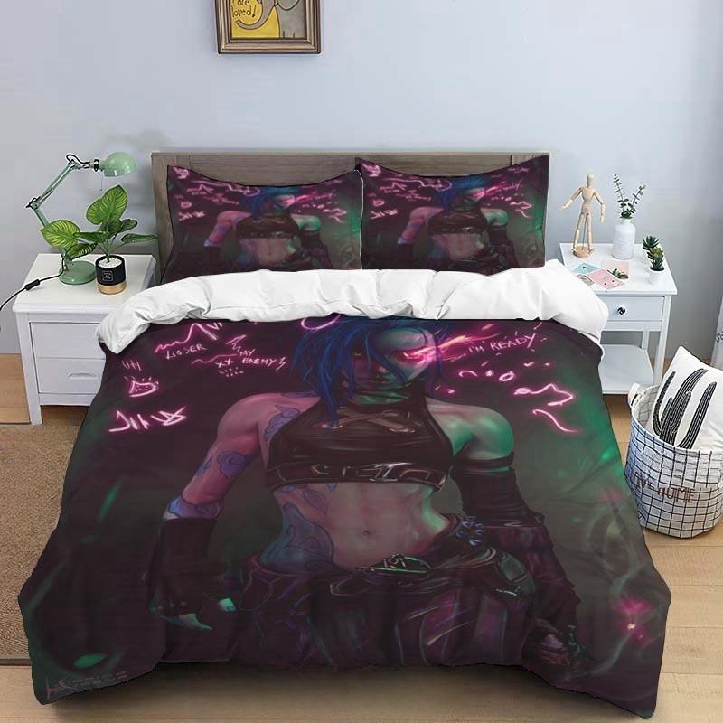 Cartoon Game Jinx Arcane_ League of Legends Комплект постельного белья King Twin Double Child 3 Piece Micofiber или Polyester Duvet Cover Sets