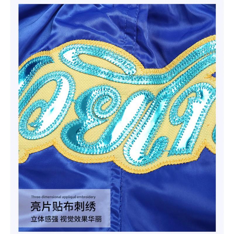 Martial Arts Shorts Muay Thai Boxing Training Gym Combat Sport Blue Patchwork Design