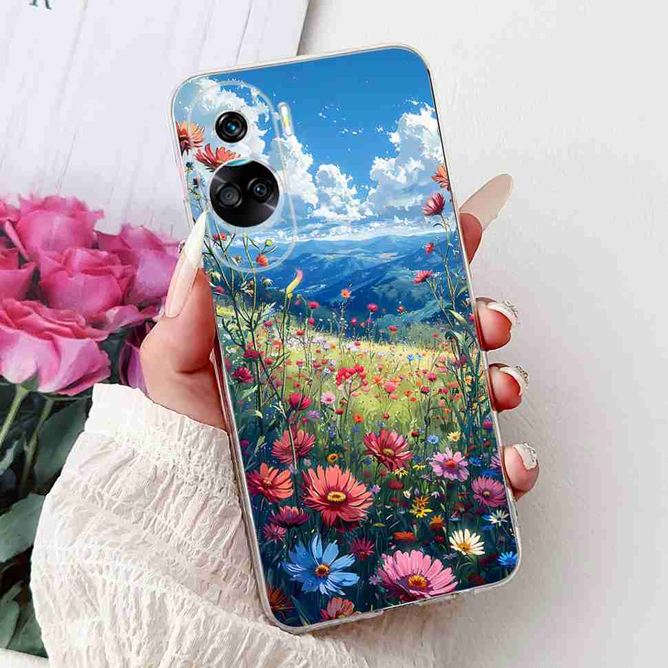 For Huawei Honor 90 Lite Case New Painted Flowers Soft Silicone TPU Cover For Honor 90 Lite CRT-NX1 6.7" Shockproof Phone Cases