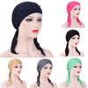 Women India Beading Muslim Stretch Turban Hat Cotton Hair Loss Head Scarf Wrap