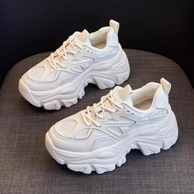 Новые женские новые модные спортивные туфли на платформе женские летние черные повседневные толстые кроссовки женские сетчатые кожаные туфли на платформе