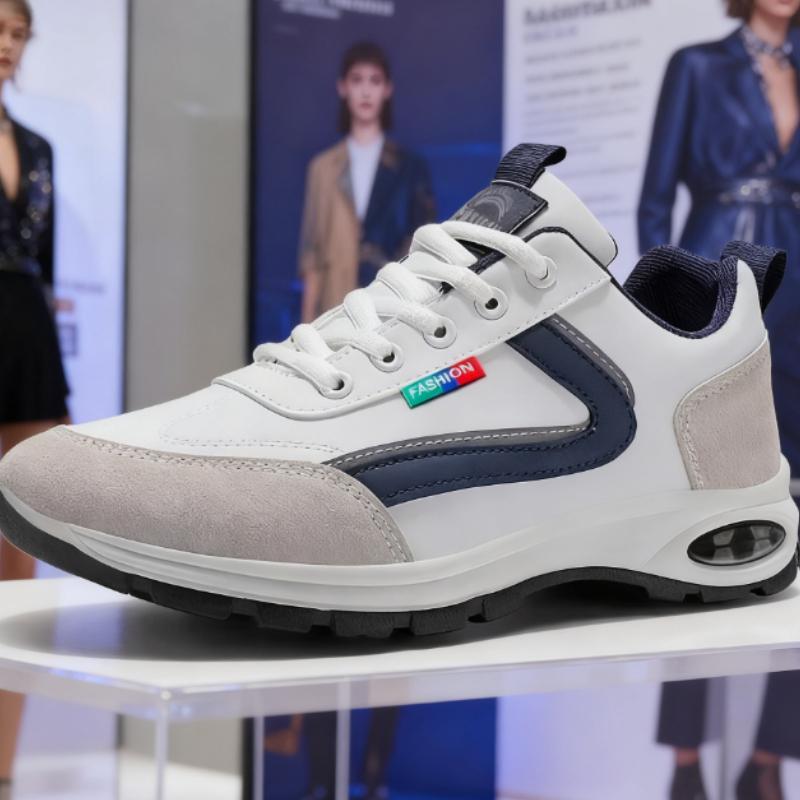 Модные кроссовки для мужчин Нескользящая обувь Замшевая отделка Уличная Универсальная Шнуровка Обувь на платформе Весенне-осенняя Спортивная обувь