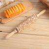 Cookies Rolling Pin Durable Rotatable Hard-wearing Anti-stick Embossed Rolling Pin for Cooking
