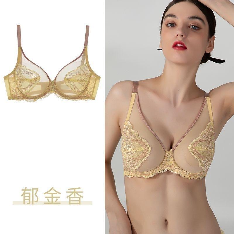 Summer underwear women's big breasts show small breasts, thin breathable collection, full cup collection, anti-sagging bra