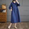 Длинный рукав плюс размер хлопок лен винтажные новые платья для женщин повседневные свободные платья весна осень