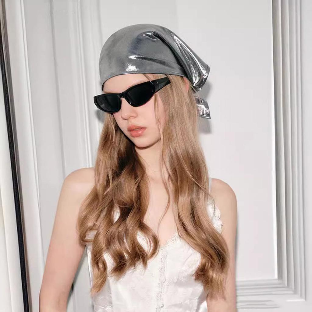 Hair Scarf Club Bandana Head Wrap Subculture Shimmering Silver Futurist for Adults Creative Subculture Headwear