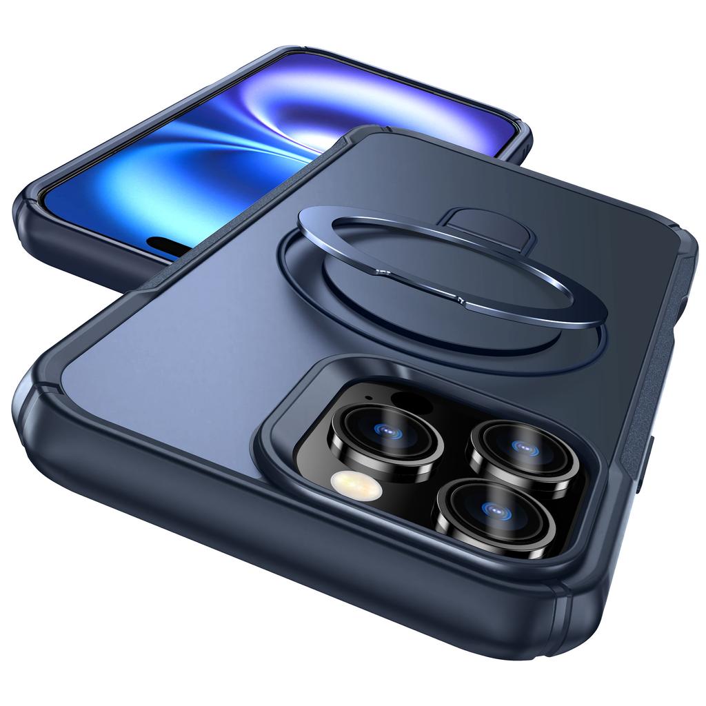 For iPhone 16 Pro Case with Magnetic Kickstand TPU+PC Anti Drop Phone Cover