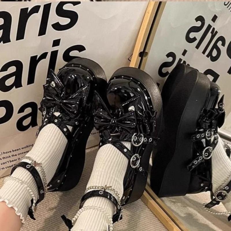 Женская обувь Лолита Модная обувь Мэри Джейн Обувь в японском стиле Обувь для юбки JK Милая Сладкая обувь с бантом Одинарная обувь для женщин Маленькая кожаная обувь