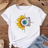 (Asian Size) Women Print Tee Top Fashion T Shirt Flower Camera Cute 90s Woman Female T Clothing Short Sleeve Graphic T-shirts