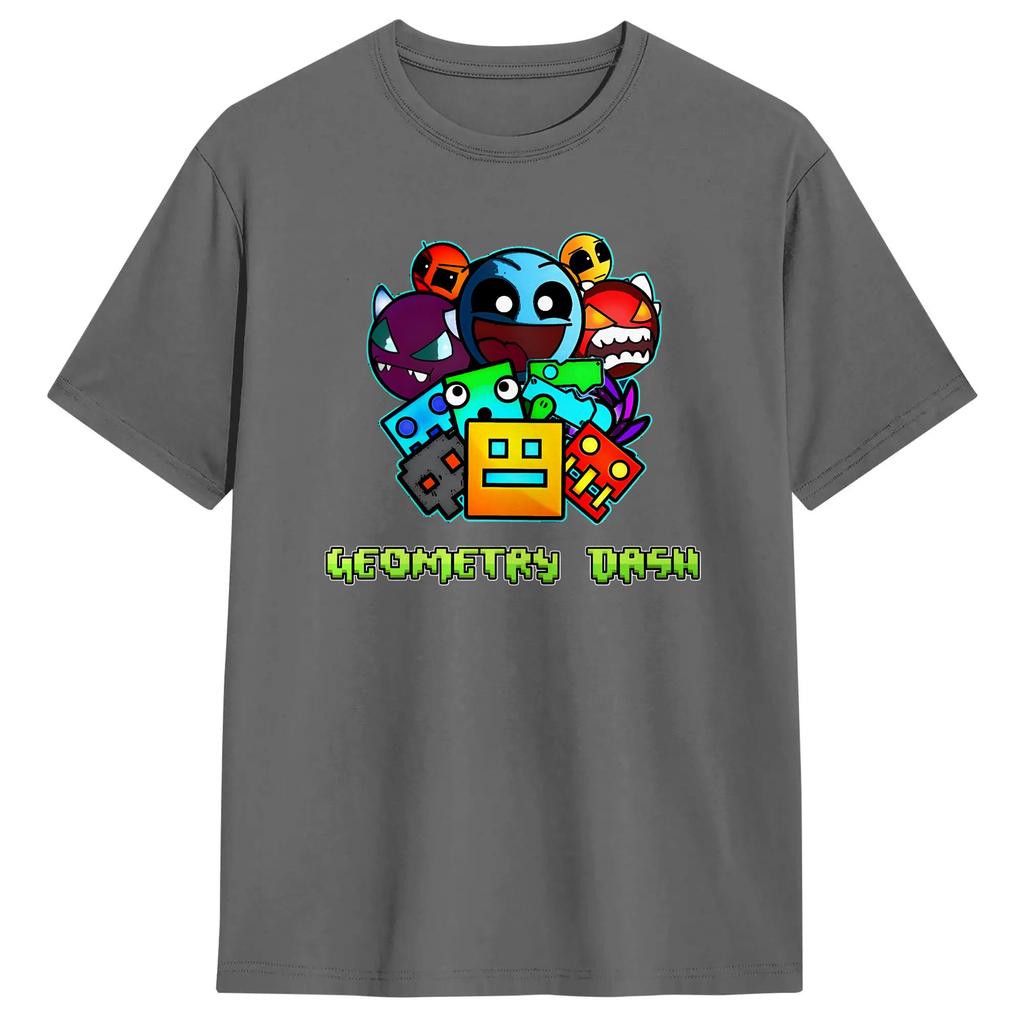 Мужская футболка Geometry Dash Хлопковая одежда Юмор Короткий рукав Круглый вырез Футболка С графическим принтом Футболки