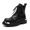 Модные мужские повседневные кожаные ботинки в британском стиле, модные нескользящие ботинки на шнуровке для ходьбы, лакированная кожа, круглый носок, рабочие ботинки на толстой подошве