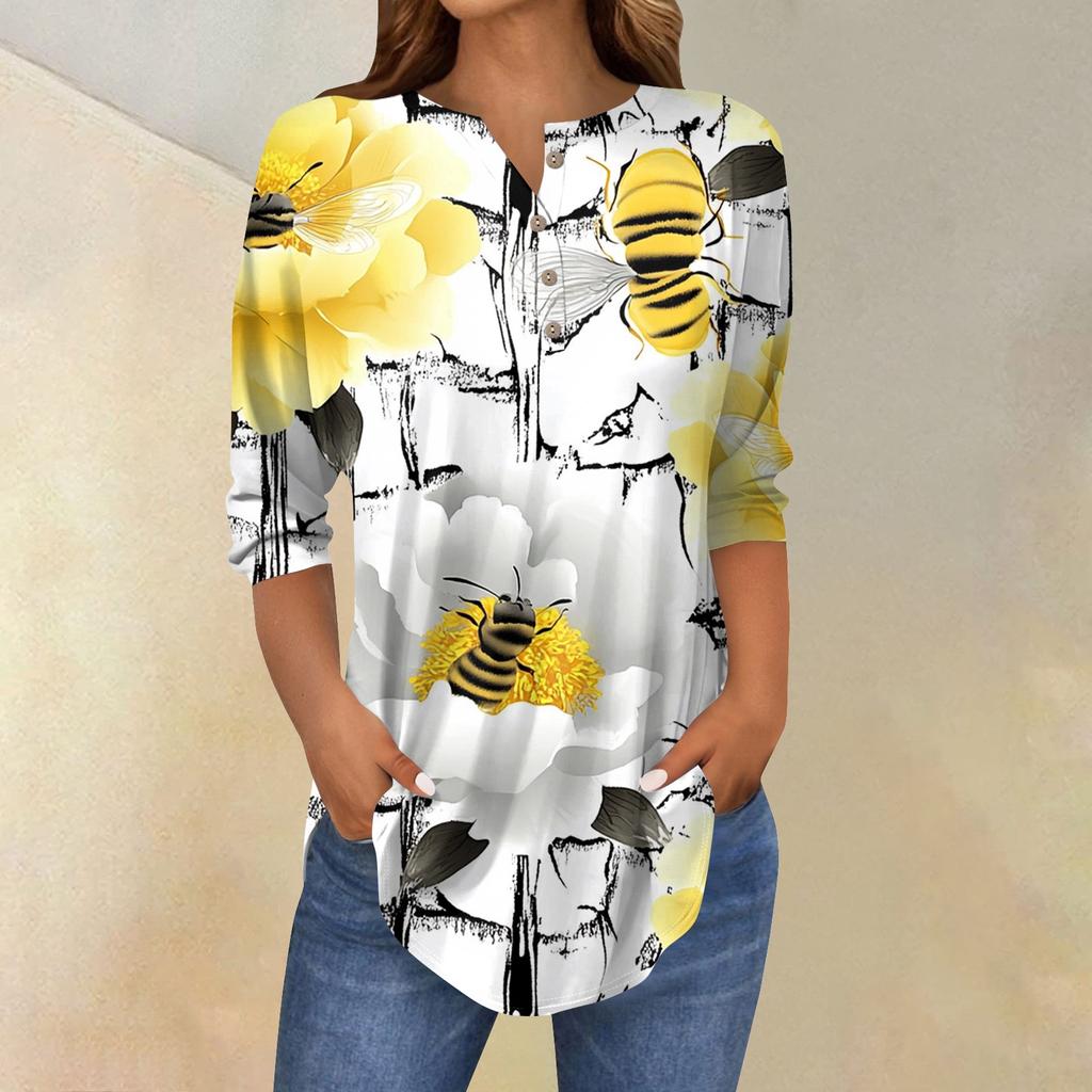 Женские повседневные рубашки с рукавом 3/4, модные туники с принтом Святого Патрика и карманами