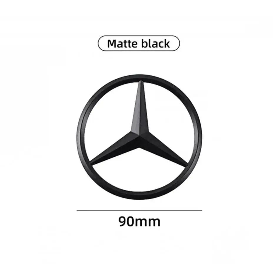 zrvmt3 2025 Hot 90mm ABS Chrome Black Logo Mercedes Emblem Rear Star Badge For Mercedes Benz W203 W206 W212 X253 W167 W166 W247 C E GLA