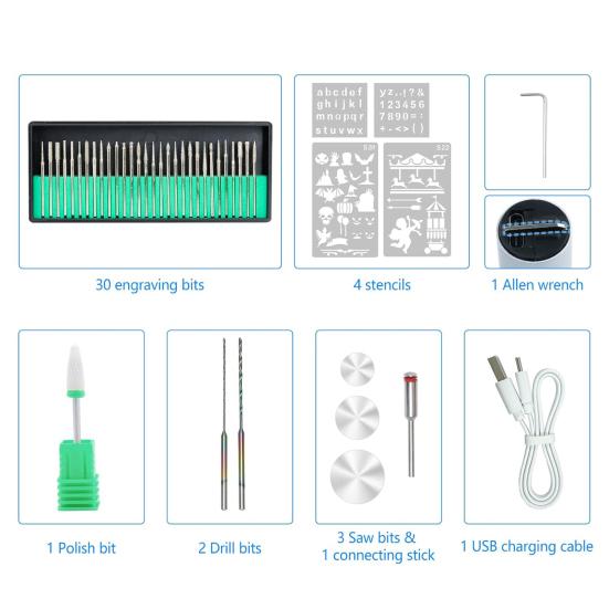 USB Rechargeable Engraving Pen Cordless Mini Electric Engraver Etching Machine Rotary Tool Engraved Jewelry Glass Stone Tool
