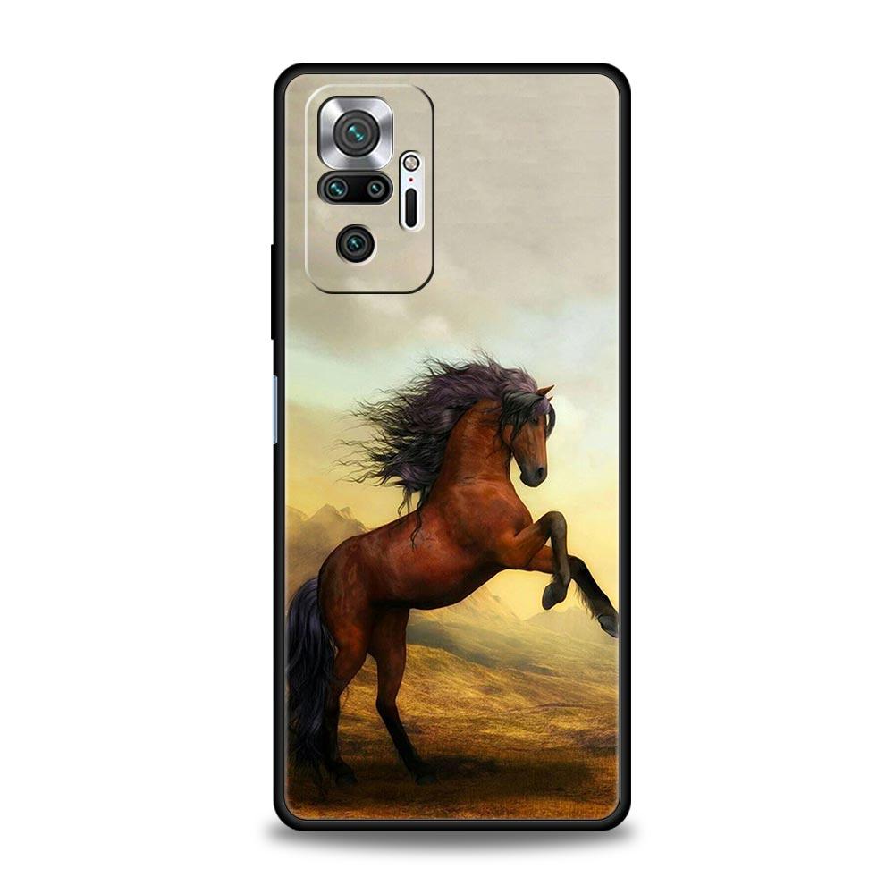 Чехол для телефона с изображением животного Лошадь для Redmi 14C 10C Note 15 14 13 12 10 11 K40 Pro Plus 5G Мягкий ТПУ Ударопрочный Корпус Funda Capas Сумка