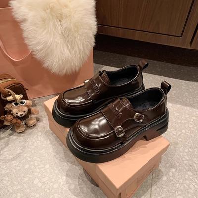 Виноградная студия motherlee A miu двойная пряжка с круглым носком британский стиль платформа универсальные лоферы маленькие кожаные туфли одинарная обувь женская