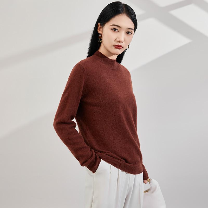 2024 Women's Half-High Collar Loose Cashmere Sweater, Slimming Knit Pullover