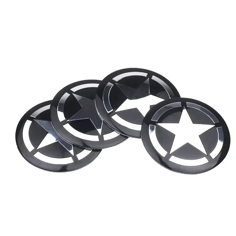 4PCS Five-pointed Star Emblem Car Wheel Center Hub Caps Decor Stickers for Jeep Ranegade Wrangler Patriot Grand Cherokee Compass fr1