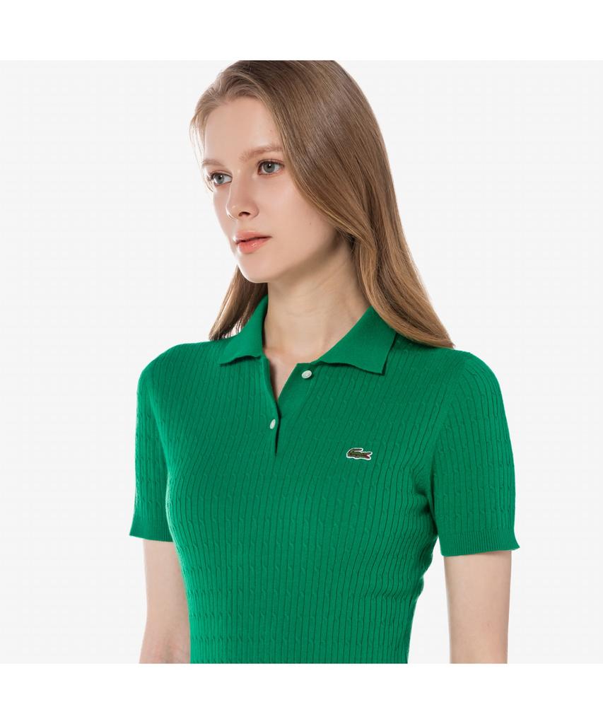 Lacoste Women'S Cable Short Sleeve Sweater Dress Ef382E-55G Siw