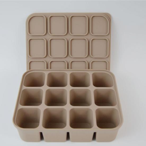 Силиконовый лоток для льда с крышкой, гибкая форма для льда без BPA на 12 кубиков, экономящая место, легко снимаемая, штабелируемая квадратная форма для льда