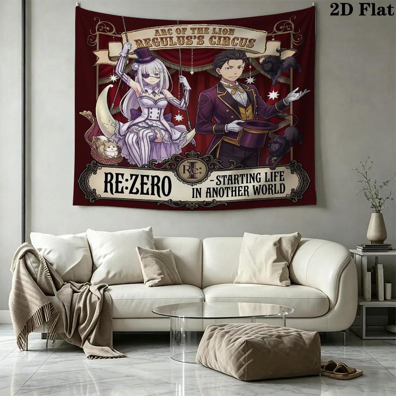 Re Zero Wall Tapestry Aesthetic Wall Hanging Printed Fabric Blanket Decorative Tapestries For Bedroom Living Room Home Decor