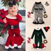 Бархатный плюшевый комбинезон и головные уборы для девочек, рождественская и новогодняя одежда для детей 1–6 лет