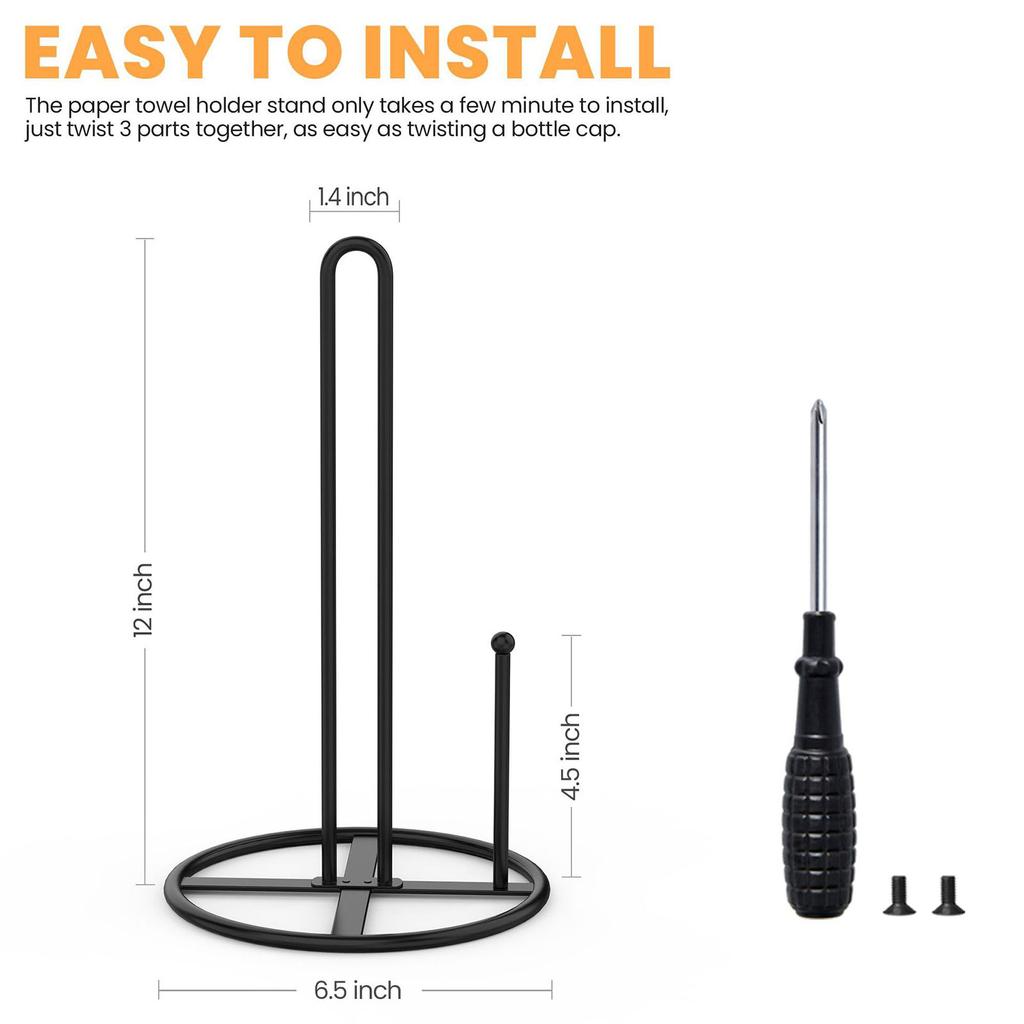 Functional Countertop Paper Towel Rack Tissue Dispenser Modern Metal Countertop Paper Towel Stand for Kitchen Bathroom