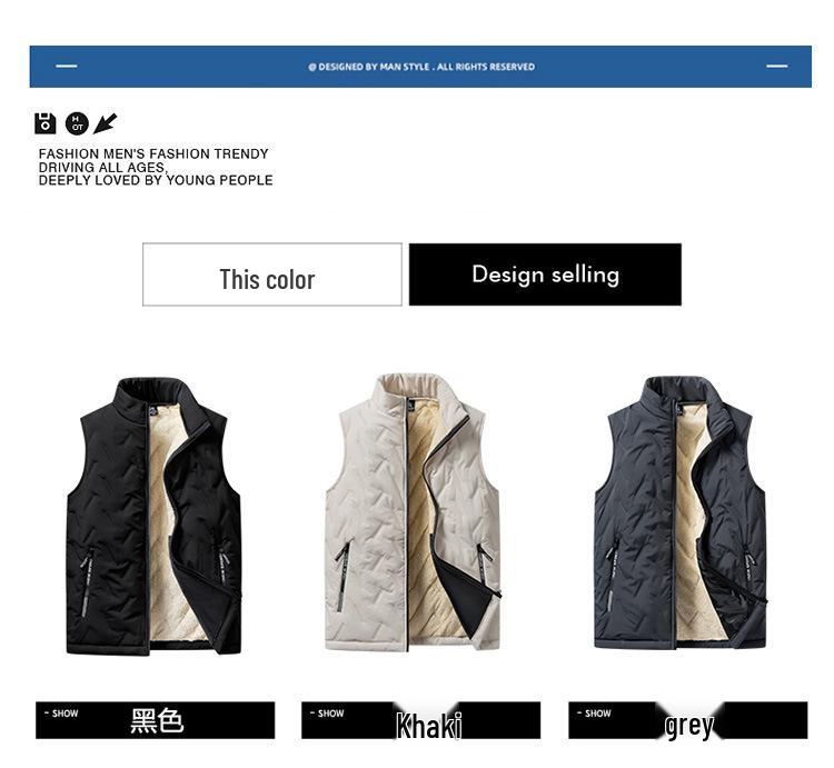 Men's Lambswool Casual Fleece Vest - Thick, Cold-Resistant Sleeveless Jacket for Autumn-Winter (Middle-Aged & Elderly)